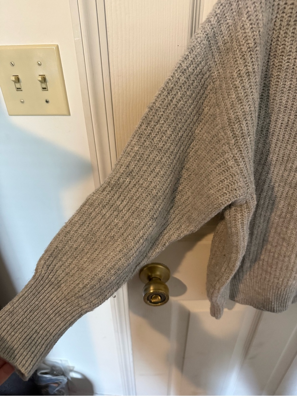 Isabel Maternity by Ingrid & Isabel Light Gray Cowl Neck Button Pullover - Picture 4 of 5